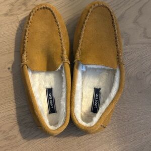 Lands' End Women's Tan Suede Slippers ladies 10 new